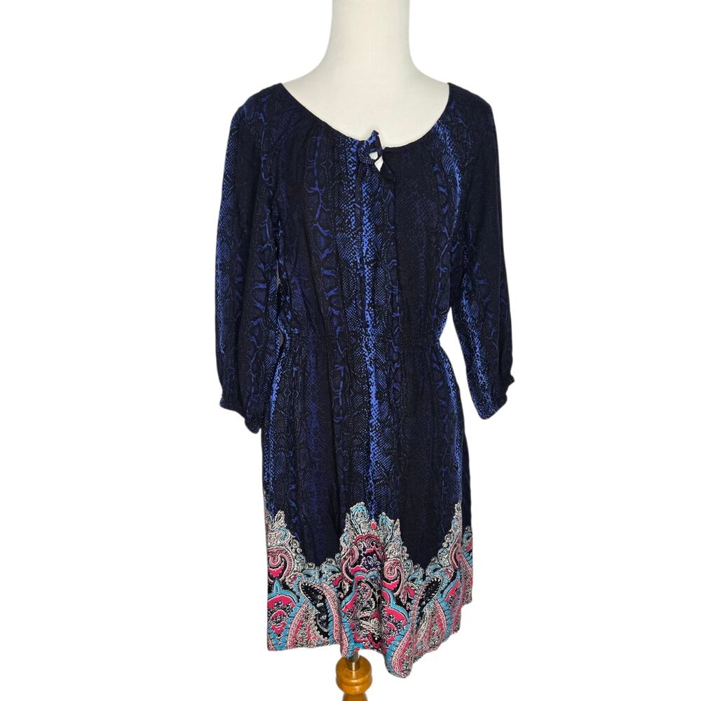 Ariat Women Western Rodeo Dress Python Print Snakeskin Paisley Blue Small